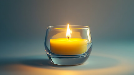 Poster - A wax candle is displayed within a glass holder, isolated on a white background