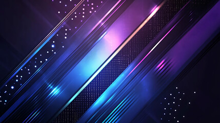 Leinwandbilder - Abstract background with glowing purple stars and lines on blue gradient background