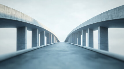 Poster - Concept of business success bridge illustrating industry strategy and economic solutions that connect two separate paths, represented in a 3D render