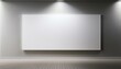 © l1gend - Empty white canvas on a wall in a bright gallery space with minimalist design, concept of modern art exhibition. 3D Rendering
