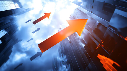 Poster - Dynamic business environment showcasing the concept of business agility, with symbols representing company transformation towards higher efficiency and rapid adaptation to market changes