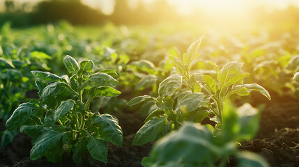 Aufkleber - Advanced agricultural technology showcasing a precision irrigation system efficiently watering crops in a sustainable farm field to promote optimal plant growth and water conservation