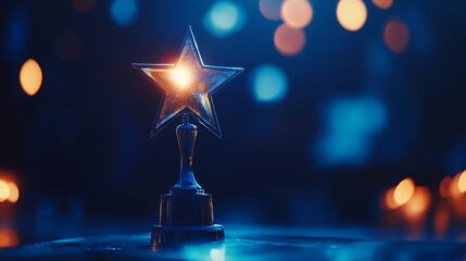 Poster - Symbolic representation of success, such as a trophy or a bright star, illustrating the concept of striving for personal or professional goals and the relentless pursuit of achievement
