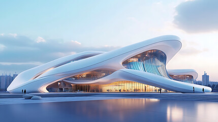 Aufkleber - Futuristic 3d building design with abstract urban elements innovative architectural concept rendering