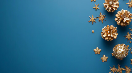 Aufkleber - Blue background with golden decoration with copy space