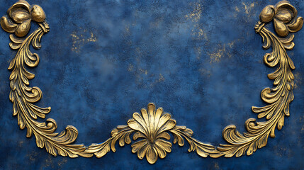 Aufkleber - Blue background with golden decoration of each corner
