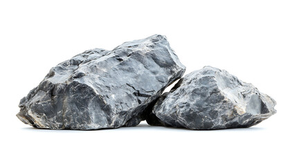 Poster - Heavy gray boulder rock isolated on pure white background high resolution photo