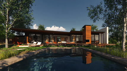 Poster - Front view of a contemporary Australian-style home, newly built