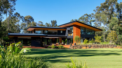 Aufkleber - Front view of a contemporary Australian-style home, newly built