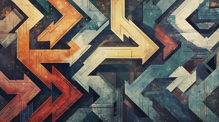 Poster - Intricate arrows pointing in various directions symbolizing complex decisionmaking process digital art