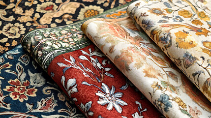 Aufkleber - Digital textile design featuring Mughal patterns suitable for fabrics, carpets, and decorative uses