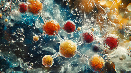 Poster - molecule model image in a mixed media format, focusing on nanotechnology