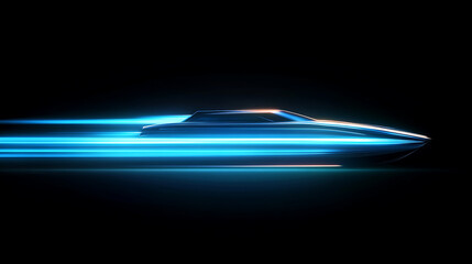 Fototapete - Abstract blue neon speed lines on dark background futuristic technology concept