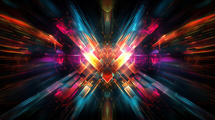 Poster - Laser light show colorful beams and patterns futuristic entertainment background digital art