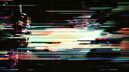 Poster - Futuristic test screen glitch texture with distorted pixels and scanlines edgy retro illustration concept