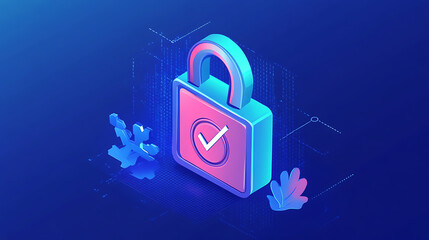 Leinwandbilder - Lock with check mark and binary code iso 27001 information security standard concept illustration