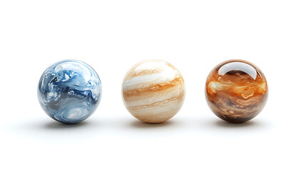 Poster - Set of realistic planets isolated on white background including earth jupiter saturn and neptune 3d space renderings