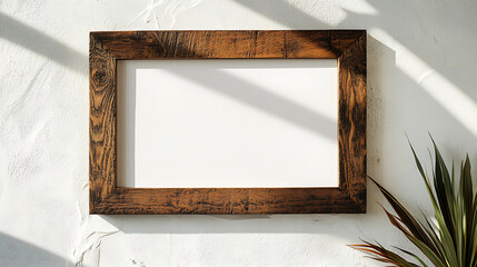 Aufkleber - Rustic wooden menu frame mockup with blank white paper on light background top view perspective