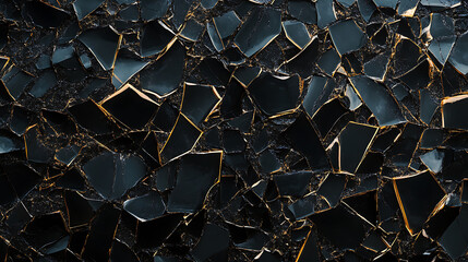 Aufkleber - Shattered glass texture on black background realistic broken glass shards and cracks abstract photo