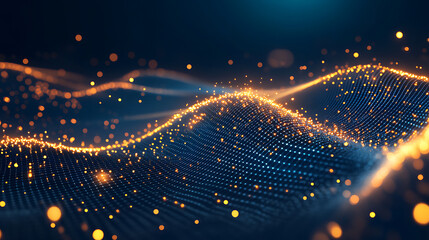 Poster - A blue grid background with white lines, glowing and futuristic, with a technology theme
