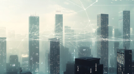 Leinwandbilder - Modern cyberpunk city skyline at night with neon lights and futuristic skyscrapers digital painting