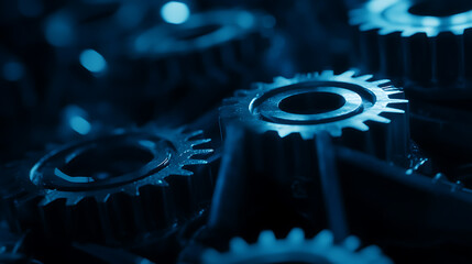 Aufkleber - Abstract blue gear high-tech background with technology, digital and data elements Digital future tech banner template