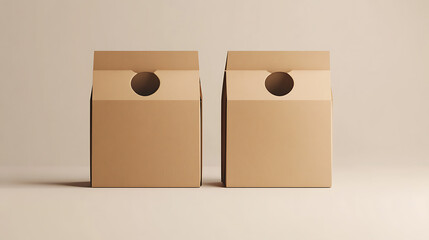 Poster - Brown color paper food box packaging mockups presented