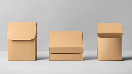 Poster - Brown color paper food box packaging mockups presented