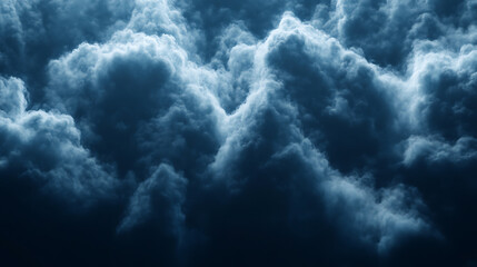 Poster - Digital background featuring cloud technology, with glowing blue and white clouds on a dark navy background