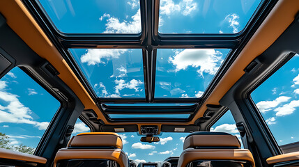 Poster - The car has a panoramic glass sun roof, Clear glass and an interior to sky view