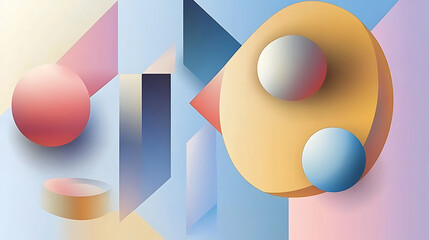 Poster - Abstract background with colorful shapes and a blue gradient for a web banner design template, flat geometric shapes