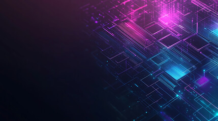Leinwandbilder - abstract digital background with lines and dots in blue, red and green colors on a dark background