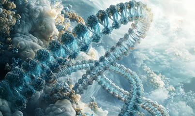 Wall Mural - Detailed Visualization of DNA Double Helix with Surreal Dream like Aesthetic