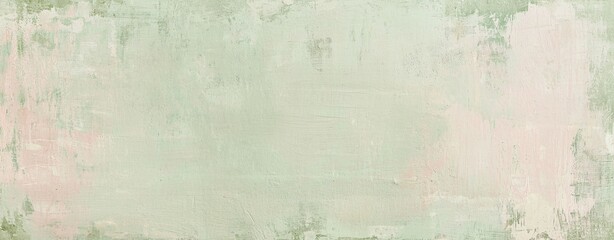 Poster - Green and pink pastel painted wall background texture featuring visible brushstrokes and a grunge, vintage, distressed look, perfect for backgrounds and designs