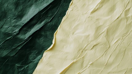 Poster - Close-up of a diagonal composition created with crumpled paper, showcasing contrasting textures and colors, suitable for backgrounds and design projects