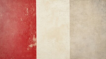 Poster - Red, white and beige textured background creates a vertical striped pattern, perfect for design projects needing a vintage or aged aesthetic