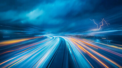 Poster - A composite image shows a blurred blue sky, a stormy sky with dark clouds at night, and lightning, emphasizing the theme of weather forecasting
