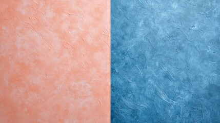 Poster - Decorative plaster effect creating a captivating two-tone background, featuring soft pink and calming blue hues, adding a touch of elegance and sophistication to any design project