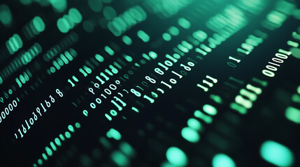 Aufkleber - A background of green binary code falling from top to bottom on black