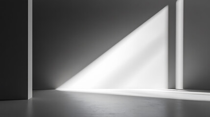 Fototapete - Abstract gray background with white beam of light, minimalistic scene for product presentation