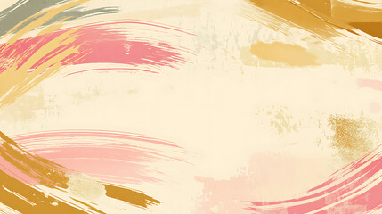 Poster - Japanese style, waves and mountain background with gold foil line art in a blue watercolor style