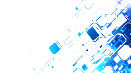 Leinwandbilder - Abstract background with blue triangles and flying particles on a white background
