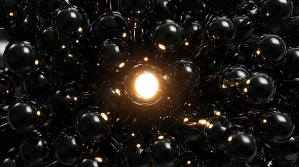 Aufkleber - A large number of light bulbs, all black with one glowing bulb in the center