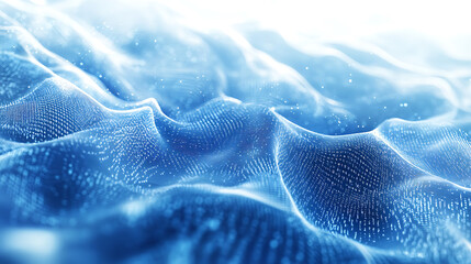 Poster - Abstract background with blue triangles and flying particles on a white background