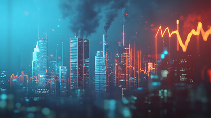 Poster - An image depicting the concept of CO2 emissions and carbon footprint tracking with ESG data, Carbon assessment and pollution research