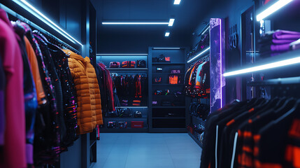 Poster - Futuristic clothes in a cyberpunk store
