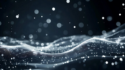 Poster - A blue grid background with white lines, glowing and futuristic, with a technology theme