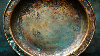 Leinwandbilder - Brushed surface of brass, old plate of copper texture, retro style, close up view