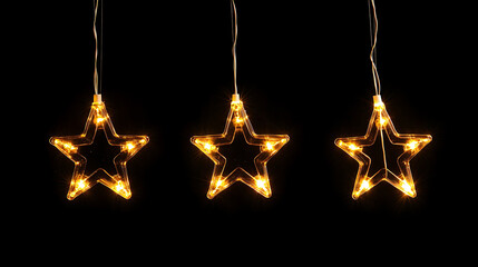 Poster - Starry lights string decoration, isolated on black background