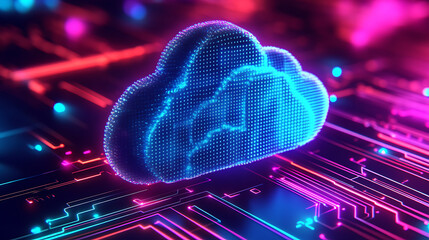 Poster - Cloud networking with ai crypto and cybersecurity elements abstract digital art